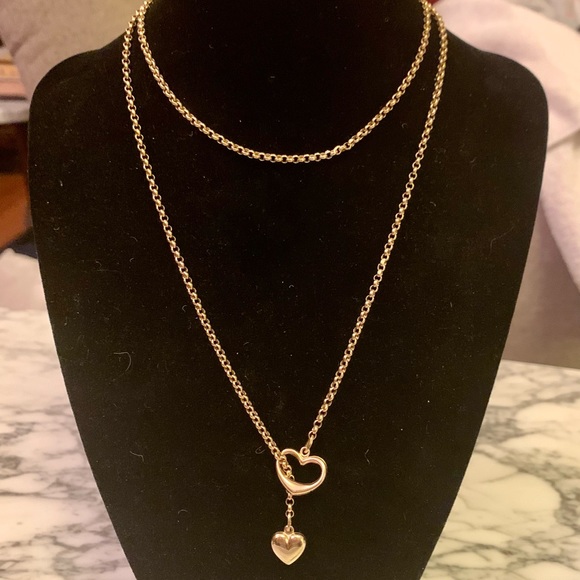 Italy made 14k gold heart versatile lariat necklace choker, bracelet, anklet - Picture 7 of 12